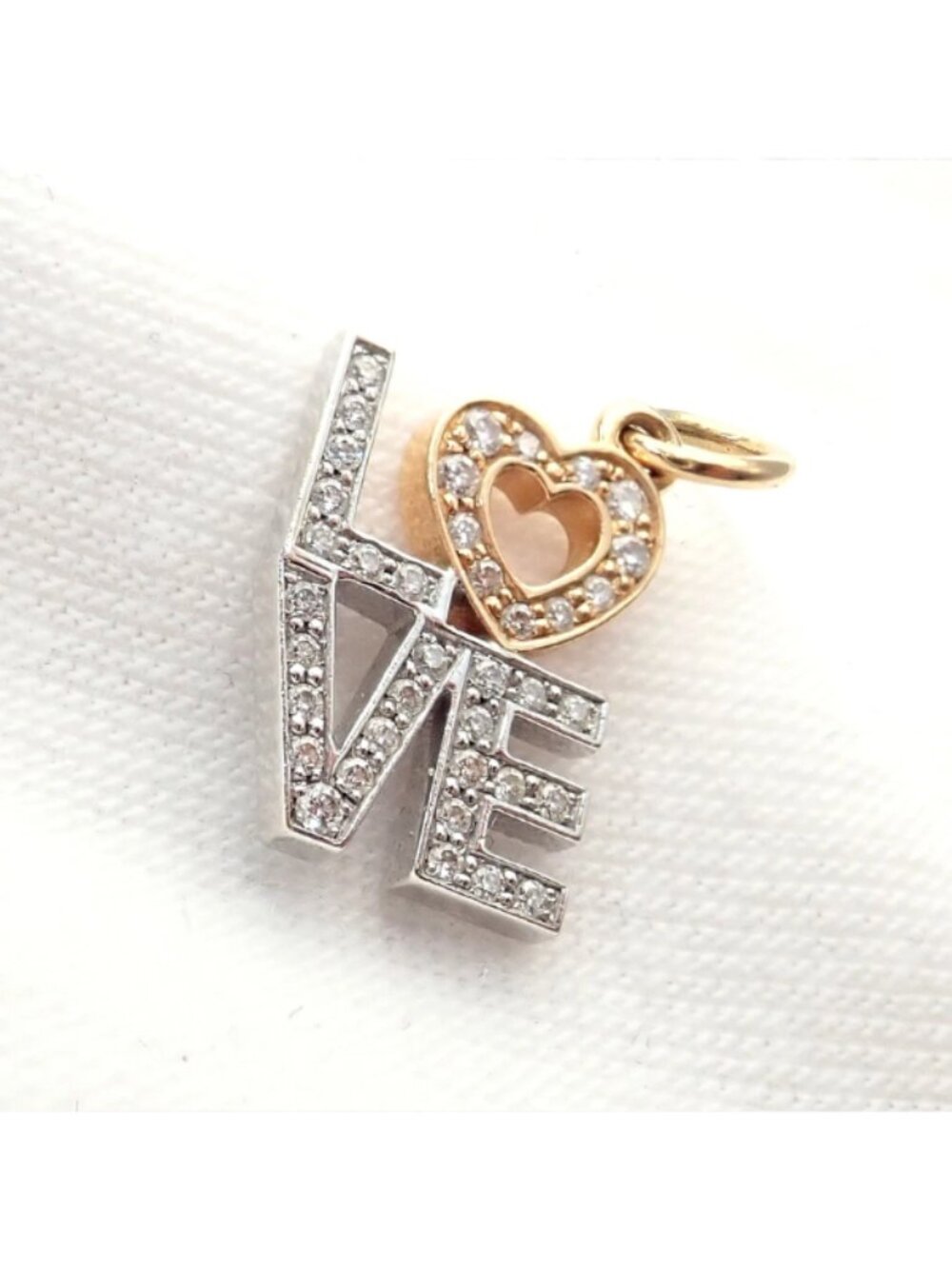 Tiffany & Co. 18k Yellow + White Gold LOVE Philadelphia Diamond Pendant Charm - Picture 3 of 9
